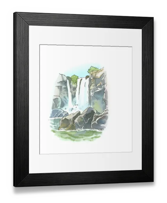 Framed Print : Illustration of Goksu Waterfall Framed Print : Illustration of Goksu Waterfall