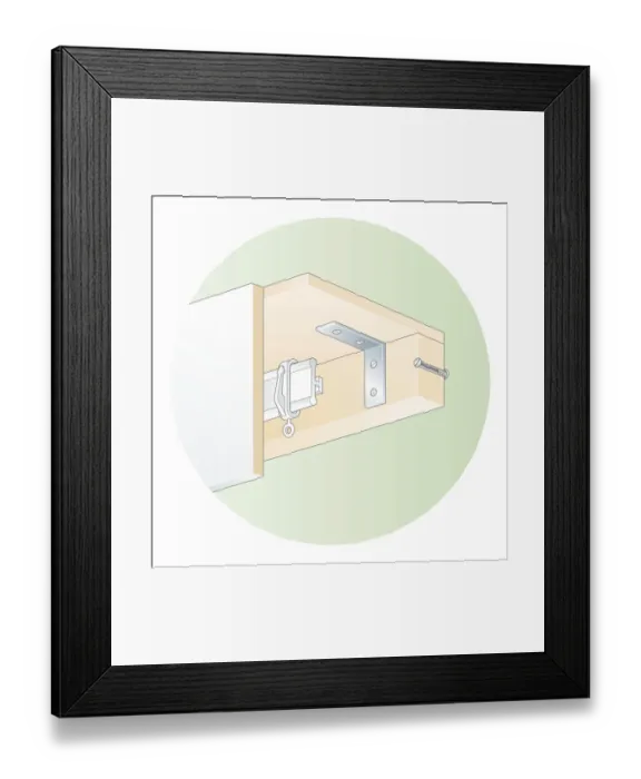 Framed Print : Digital illustration of trace on batten, hook on curtain rail, and pelmet Framed Print : Digital illustration of trace on batten, hook on curtain rail, and pelmet