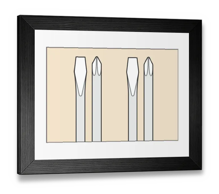 Framed Print : Digital Illustration flathead and Phillips screwdrivers Framed Print : Digital Illustration flathead and Phillips screwdrivers