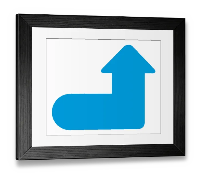Framed Print : Digital illustration of blue arrow sign