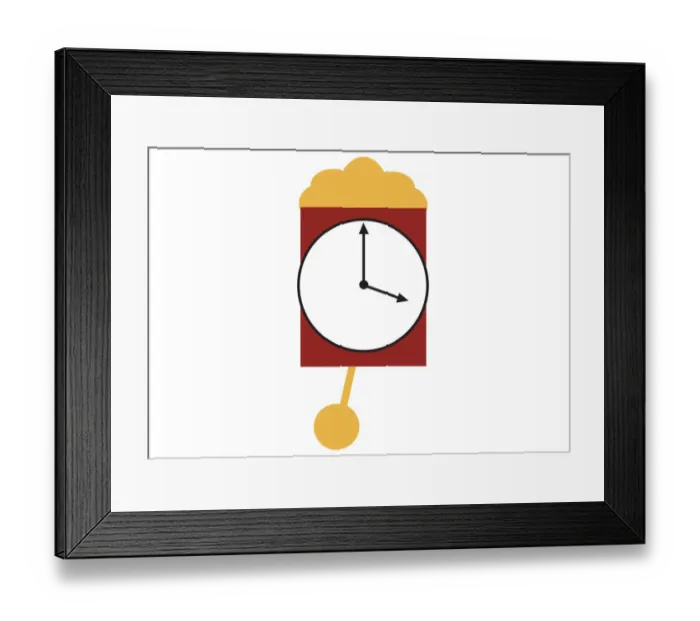 Framed Print : Digital illustration representing pendulum clock showing 4 o clock Framed Print : Digital illustration representing pendulum clock showing 4 o clock