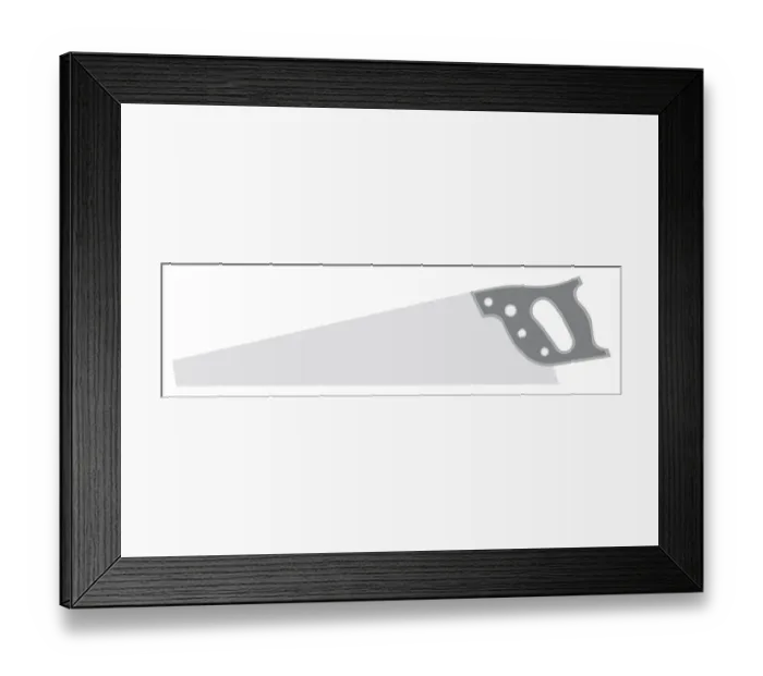 Framed Print : Black and white digital illustration of panel saw Framed Print : Black and white digital illustration of panel saw