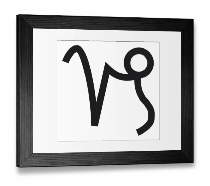 Framed Print : Black and White Illustration of Capricorn zodiac sign Framed Print : Black and White Illustration of Capricorn zodiac sign