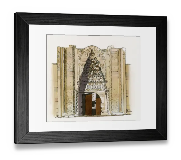 Framed Print : Illustration of monumental pishtaq (gate) to Sultanhano caravanserai, Aksaray, Turkey Framed Print : Illustration of monumental pishtaq (gate) to Sultanhano caravanserai, Aksaray, Turkey