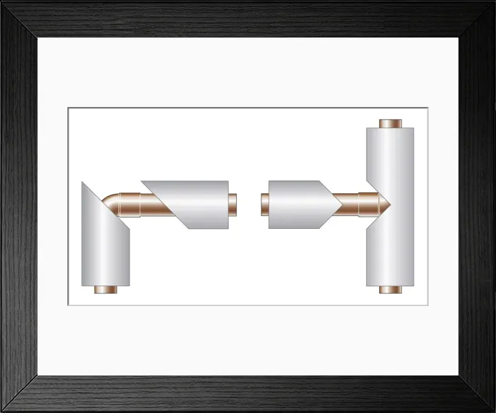 Framed Print : Digital illustration of insulation on joined pipes Framed Print : Digital illustration of insulation on joined pipes