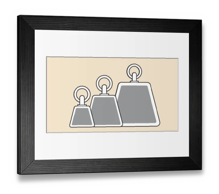 Framed Print : Digital illustration representing small, medium and heavy vertical loads Framed Print : Digital illustration representing small, medium and heavy vertical loads