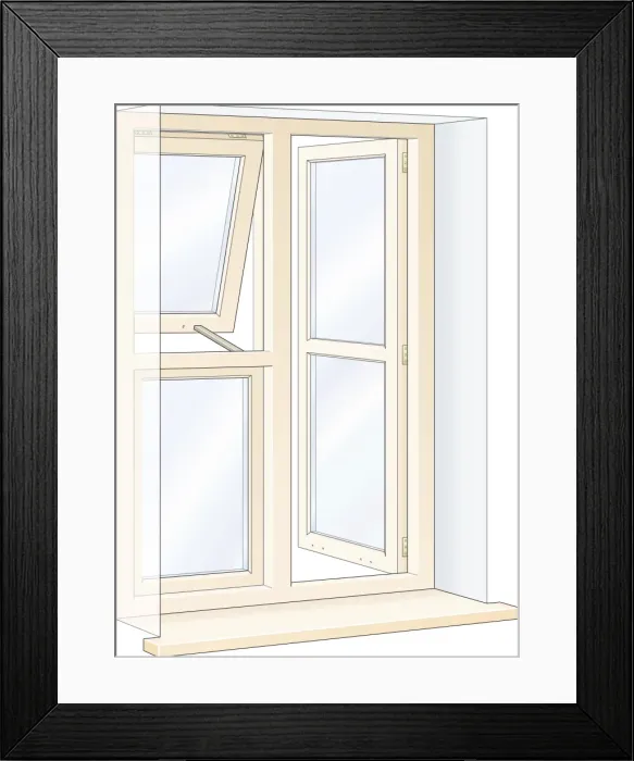 Framed Print : Digital Illustration of open casement window Framed Print : Digital Illustration of open casement window