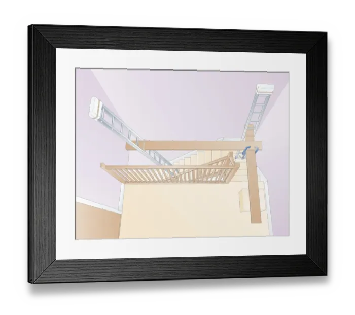 Framed Print : Digital illustration of stairwell platform Framed Print : Digital illustration of stairwell platform