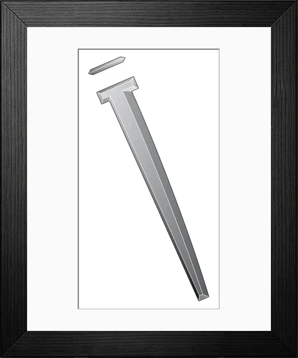 Framed Print : Illustration of rectangular cut floor brad with L-shaped head Framed Print : Illustration of rectangular cut floor brad with L-shaped head