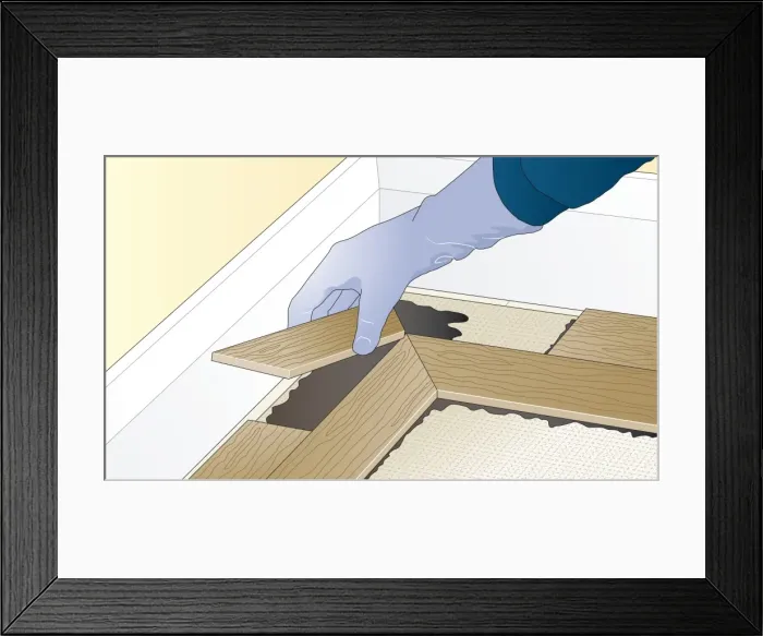 Framed Print : Digital illustration showing how to lay herringbone pattern floor block around perimeter using adhesive Framed Print : Digital illustration showing how to lay herringbone pattern floor block around perimeter using adhesive