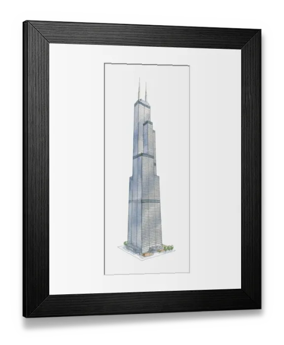 Framed Print : Illustration of Sears Tower, Chicago, once the worlds tallest building 1974 - 1998 Framed Print : Illustration of Sears Tower, Chicago, once the worlds tallest building 1974 - 1998