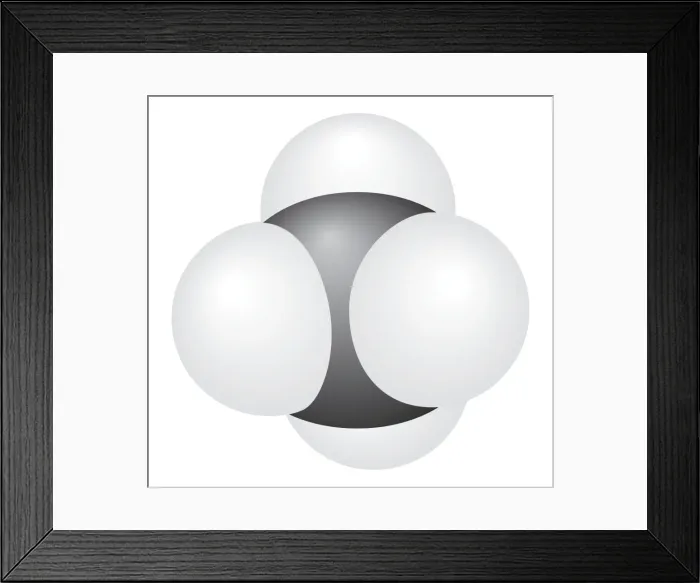 Framed Print : Three dimensional digital illustration of molecular structure of Methane Framed Print : Three dimensional digital illustration of molecular structure of Methane