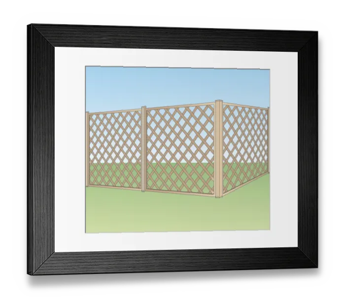 Framed Print : Digital illustration of lattice garden fence Framed Print : Digital illustration of lattice garden fence