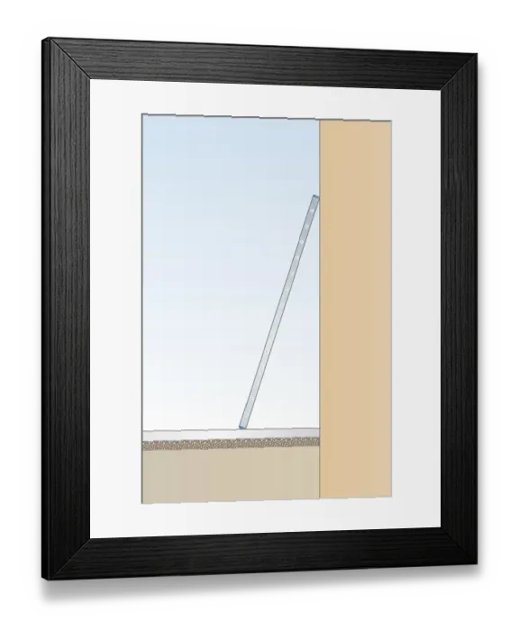 Framed Print : Digital illustration of ladder on flat surface and safely leaning against outside wall Framed Print : Digital illustration of ladder on flat surface and safely leaning against outside wall