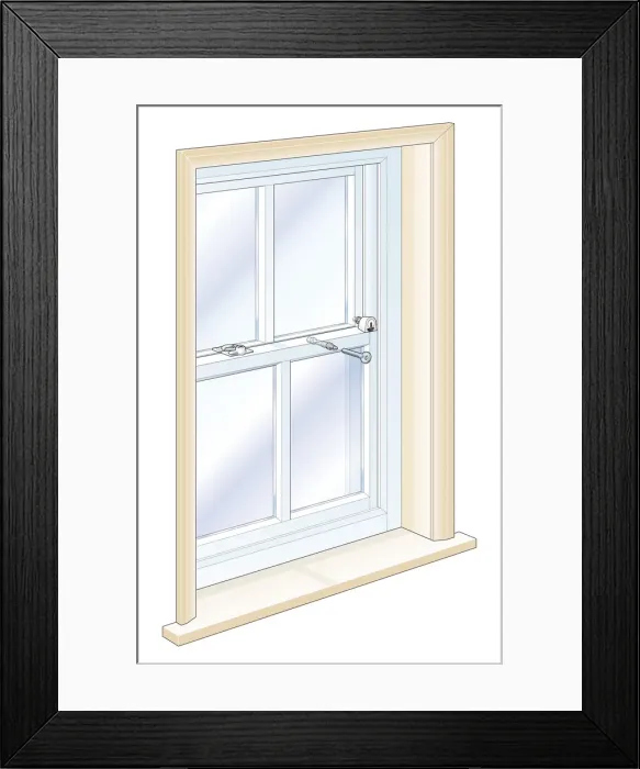Framed Print : Digital illustration of three sash window locks Framed Print : Digital illustration of three sash window locks