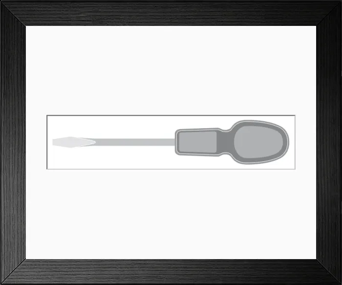 Framed Print : Black and white digital illustration slotted screwdriver Framed Print : Black and white digital illustration slotted screwdriver