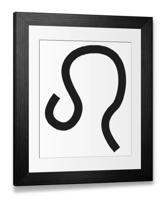Framed Print : Black and White Illustration of Leo zodiac sign
