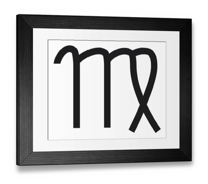 Framed Print : Black and White Illustration of Virgo zodiac sign Framed Print : Black and White Illustration of Virgo zodiac sign