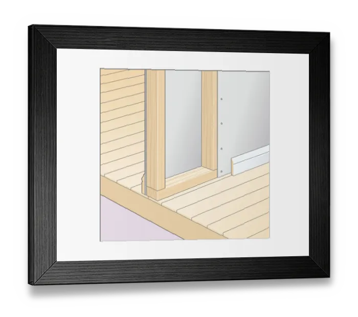 Framed Print : Digital illustration of gap between plasterboard and floor hidden with skirting board Framed Print : Digital illustration of gap between plasterboard and floor hidden with skirting board