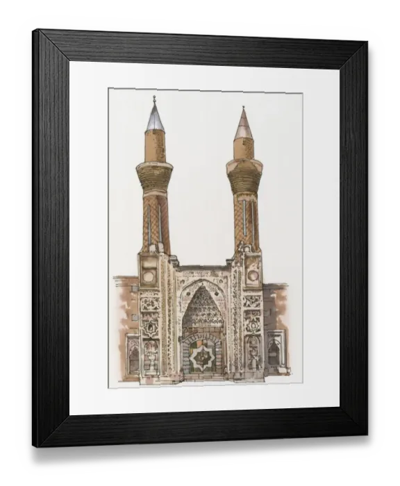 Framed Print : Illustration of entrance to Gok Medrese, Sivas Framed Print : Illustration of entrance to Gok Medrese, Sivas