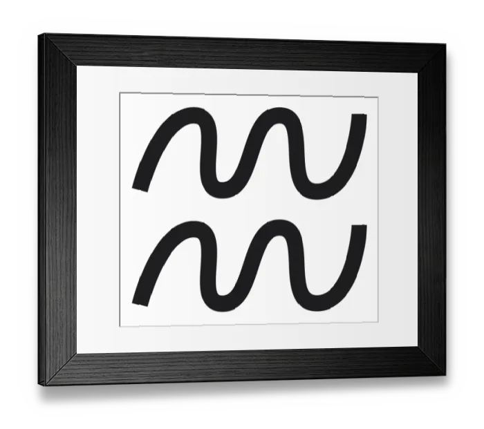 Framed Print : Black and white illustration of Aquarius zodiac sign Framed Print : Black and white illustration of Aquarius zodiac sign