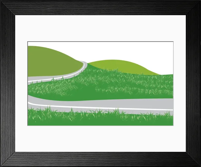 Framed Print : Digital illustration of road winding through hills Framed Print : Digital illustration of road winding through hills