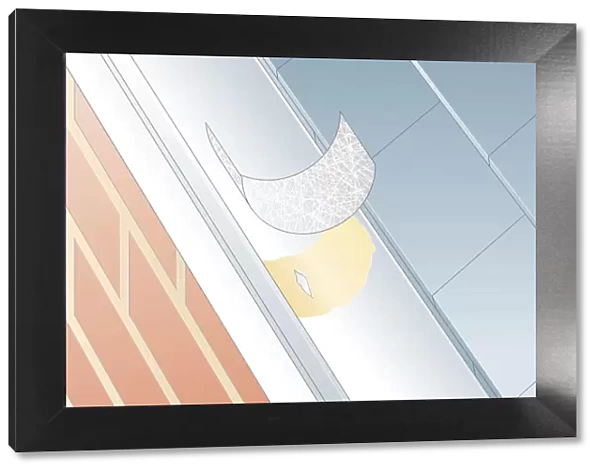 Digital illustration of patching hole in roof guttering using two-part epoxy resin repair kit