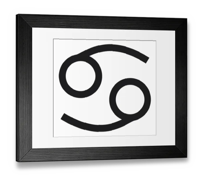 Framed Print : Black and White Illustration of Cancer zodiac sign Framed Print : Black and White Illustration of Cancer zodiac sign