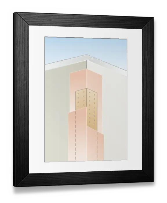 Framed Print : Cross section digital illustration of joint tape and filler on internal corner Framed Print : Cross section digital illustration of joint tape and filler on internal corner