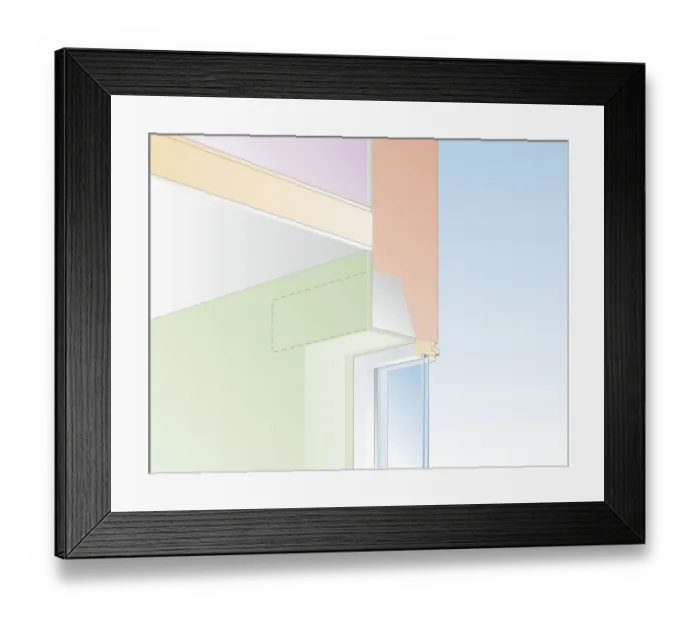 Framed Print : Digital illustration showing concrete, lintel, joist, timber and recess fixing options for curtain rails Framed Print : Digital illustration showing concrete, lintel, joist, timber and recess fixing options for curtain rails
