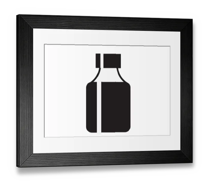 Framed Print : Black and white digital illustration representing medicine bottle Framed Print : Black and white digital illustration representing medicine bottle