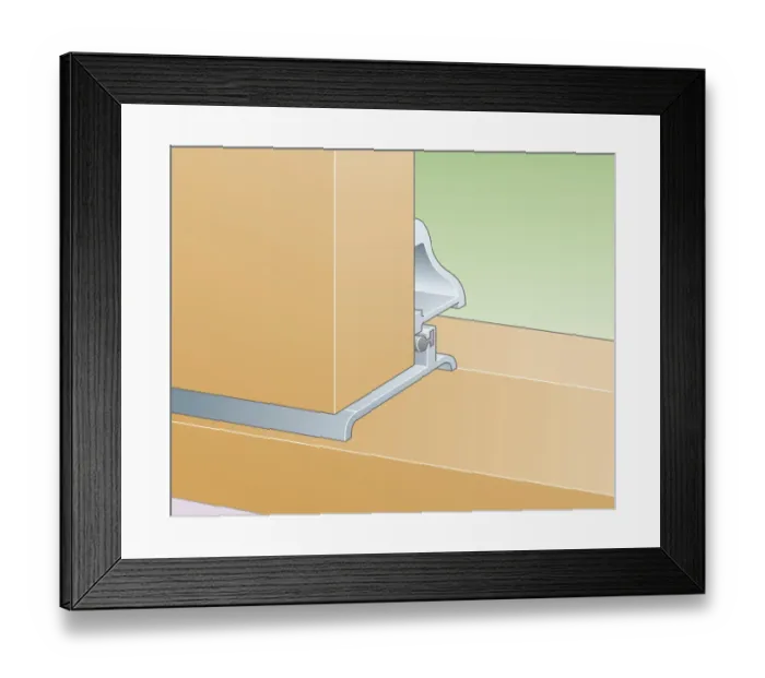 Framed Print : Digital illustration of two-part interlocking draughtproofing seal on door Framed Print : Digital illustration of two-part interlocking draughtproofing seal on door