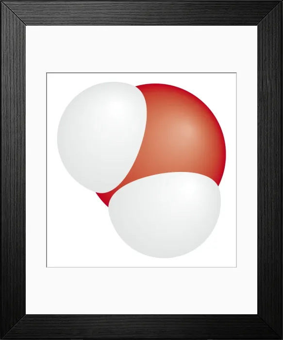 Framed Print : Three dimensional digital illustration of molecular structure of water vapour Framed Print : Three dimensional digital illustration of molecular structure of water vapour