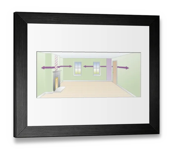 Framed Print : Digital illustration of living room prepared for wallpapering Framed Print : Digital illustration of living room prepared for wallpapering