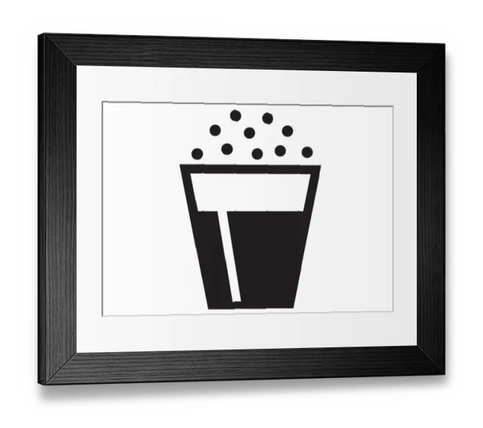 Framed Print : Black and white digital illustration representing fizzy bubbles above glass Framed Print : Black and white digital illustration representing fizzy bubbles above glass