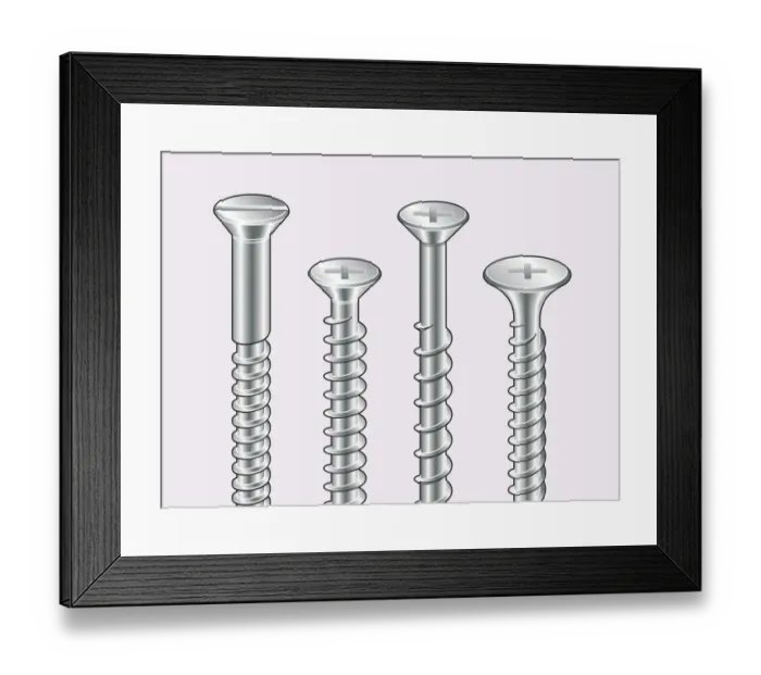 Framed Print : Illustration woodscrew, chipboard, carcass and twin-thread screw shanks Framed Print : Illustration woodscrew, chipboard, carcass and twin-thread screw shanks