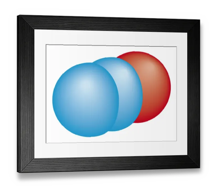 Framed Print : Three dimensional digital illustration of molecular structure of Nitrous Oxide