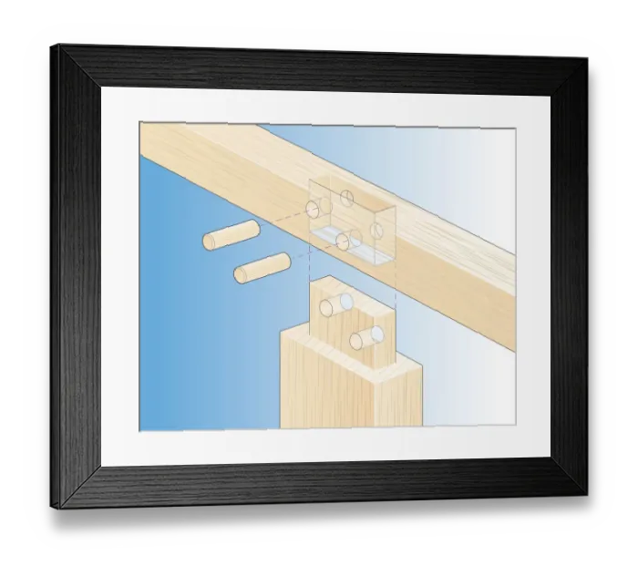 Framed Print : Cross section digital Illustration showing mortise and tenon joint Framed Print : Cross section digital Illustration showing mortise and tenon joint