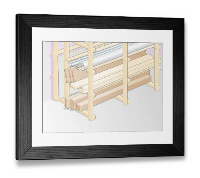Framed Print : Illustration of rack used for storing wood Framed Print : Illustration of rack used for storing wood