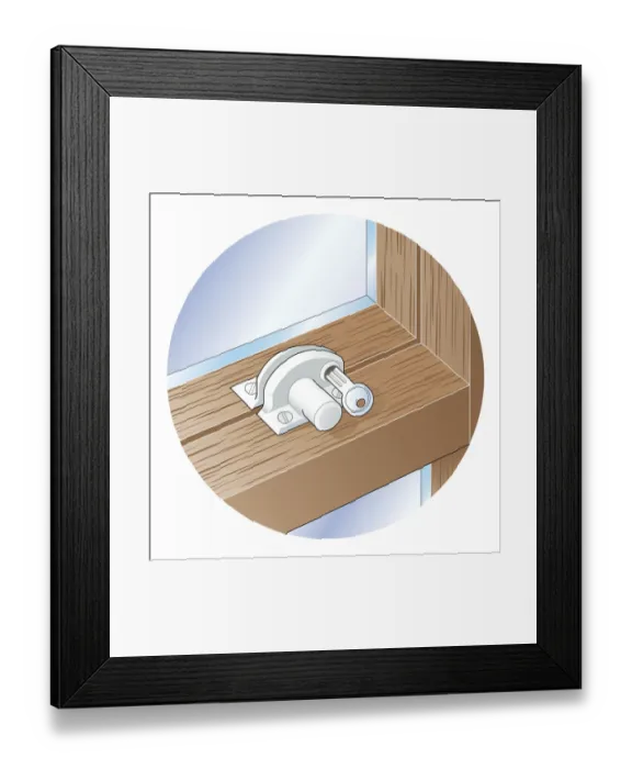 Framed Print : Digital illustration of sash window push-bolt Framed Print : Digital illustration of sash window push-bolt