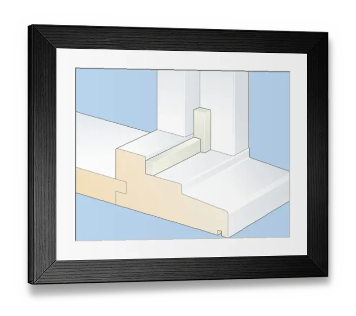 Framed Print : Cross section digital illustration showing foam strip used to draughtproof window Framed Print : Cross section digital illustration showing foam strip used to draughtproof window