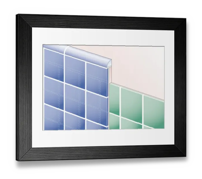 Framed Print : Digital Illustration showing new tiles on top of existing tiles, and quadrant edging tile Framed Print : Digital Illustration showing new tiles on top of existing tiles, and quadrant edging tile
