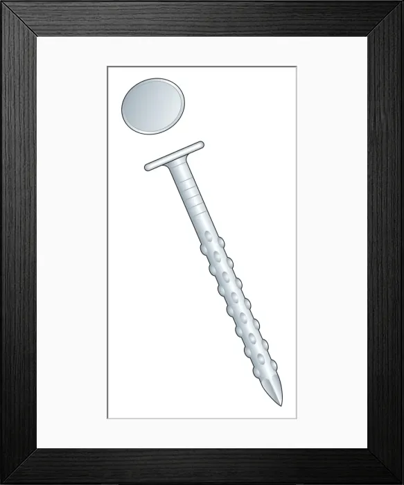 Framed Print : Illustration of drywall nail with round head
