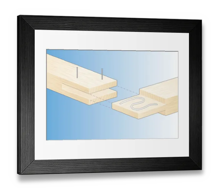 Framed Print : Digital Illustration of bridle joint in wood Framed Print : Digital Illustration of bridle joint in wood