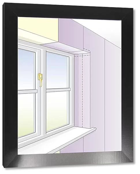 Digital illustration wallpaper on reveal of window