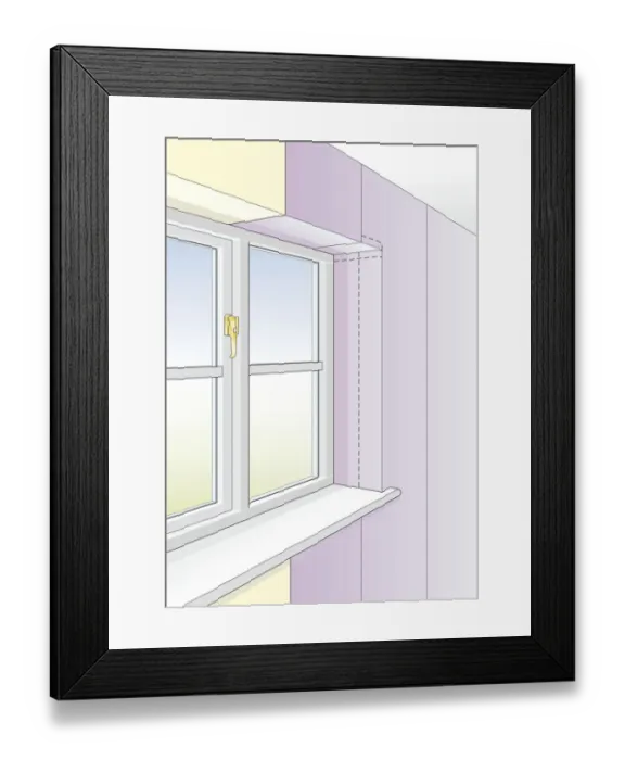 Framed Print : Digital illustration wallpaper on reveal of window Framed Print : Digital illustration wallpaper on reveal of window