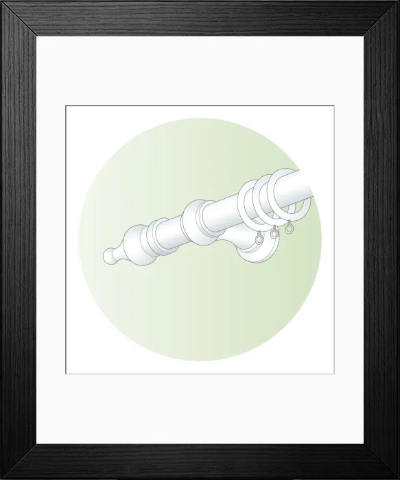 Framed Print : Digital illustration of wooden curtain pole