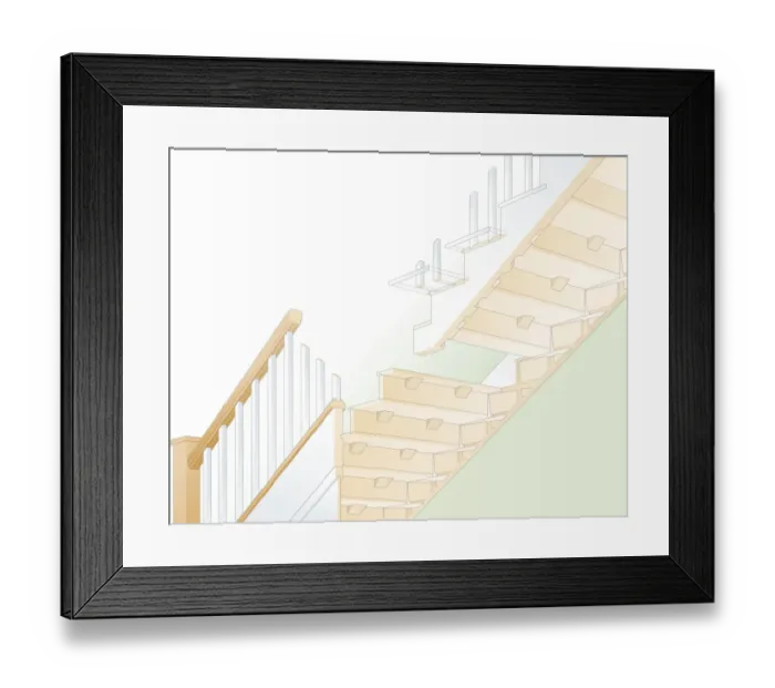 Framed Print : Digital Illustration showing staircase supports Framed Print : Digital Illustration showing staircase supports