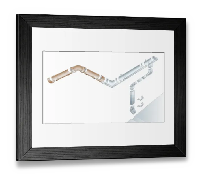 Framed Print : Digital illustration of rainwater guttering system Framed Print : Digital illustration of rainwater guttering system