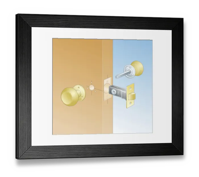 Framed Print : Digital Illustration of door handle and latch set Framed Print : Digital Illustration of door handle and latch set